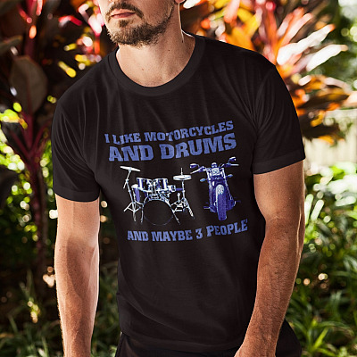 Alternative view of I Like Motorcycles And Drums And Maybe 3 People Vintage T-Shirt - V-Neck Shirt