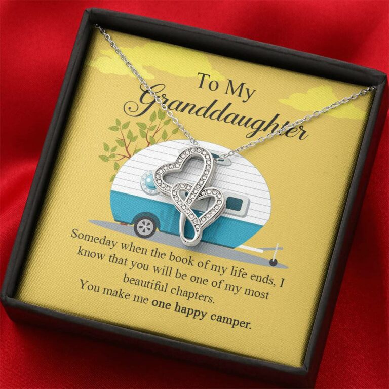 To My Granddaughter I Know You Make Me One Happy Camper Double Hearts Necklace