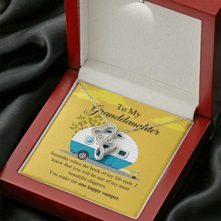 To My Granddaughter I Know You Make Me One Happy Camper Double Hearts Necklace