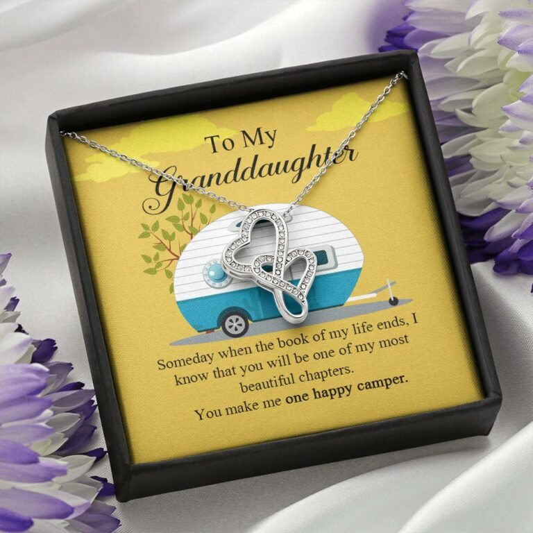 To My Granddaughter I Know You Make Me One Happy Camper Double Hearts Necklace