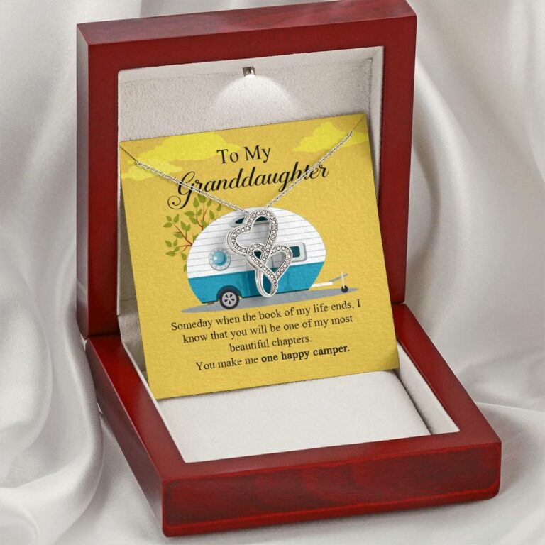To My Granddaughter I Know You Make Me One Happy Camper Double Hearts Necklace