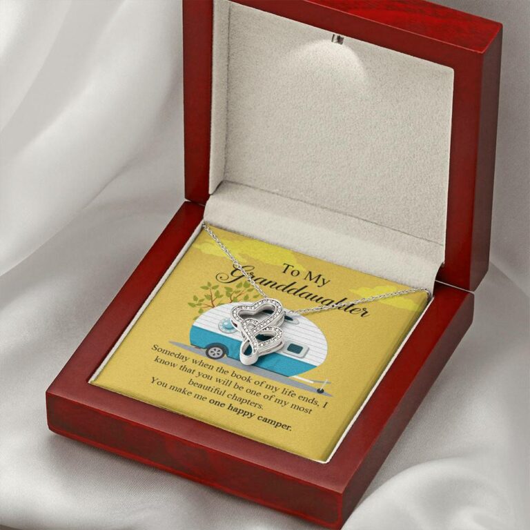 To My Granddaughter I Know You Make Me One Happy Camper Double Hearts Necklace