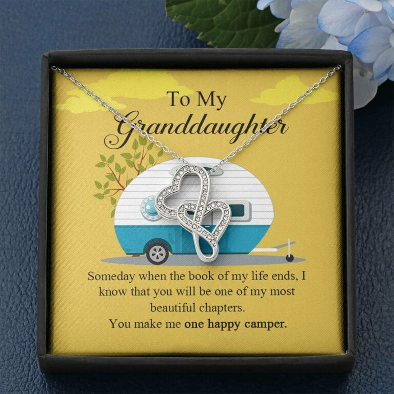 To My Granddaughter I Know You Make Me One Happy Camper Double Hearts Necklace