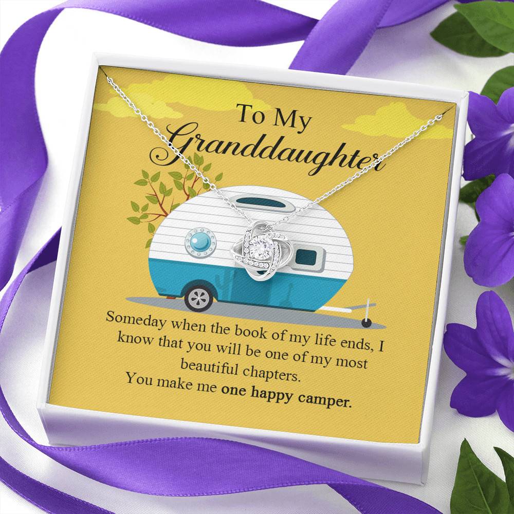To My Granddaughter I Know You Make Me One Happy Camper Love Knot Necklace To My Granddaughter I Know You Make Me One Happy Camper Love Knot Necklace