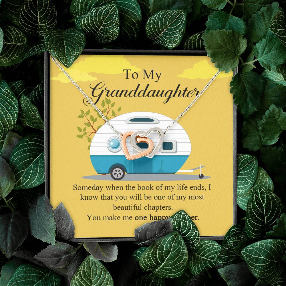To My Granddaughter I Know You Make Me One Happy Camper Joined Interlocking Hearts Necklace To My Granddaughter I Know You Make Me One Happy Camper Joined Interlocking Hearts Necklace