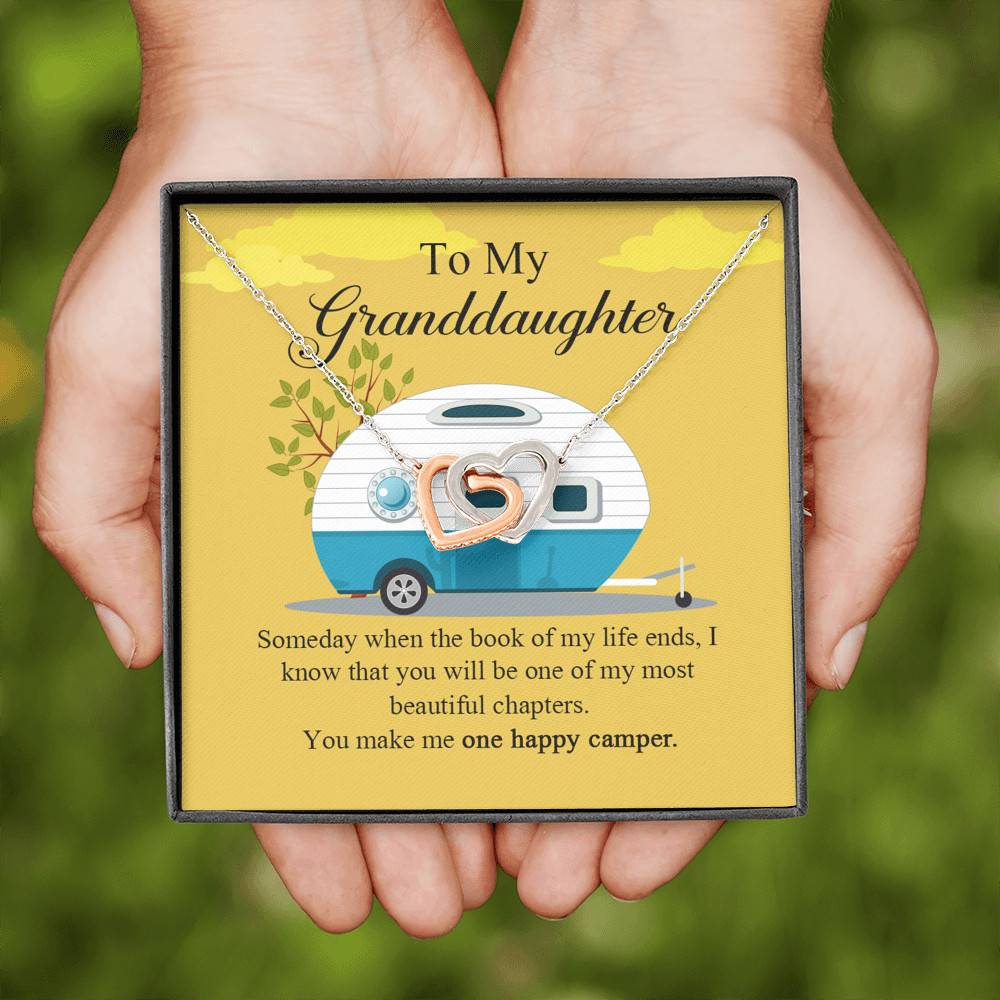 To My Granddaughter I Know You Make Me One Happy Camper Joined Interlocking Hearts Necklace To My Granddaughter I Know You Make Me One Happy Camper Joined Interlocking Hearts Necklace