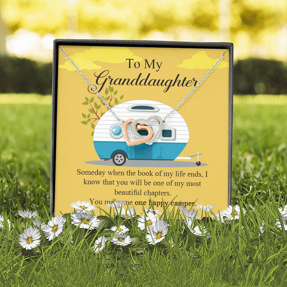 To My Granddaughter I Know You Make Me One Happy Camper Joined Interlocking Hearts Necklace To My Granddaughter I Know You Make Me One Happy Camper Joined Interlocking Hearts Necklace