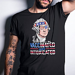 George Washington Vaccinated And Intoxicated Funny 4th Of July President T-shirt