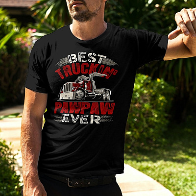 Alternative view of Best Truckin' Pawpaw Ever Vintage Retro T-Shirt - Funny Trucker Grandpa Gift