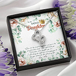 To My Badass Daughter When It's Too Hard To Look Back Double Hearts Necklace - Daughter Gifts From Mom