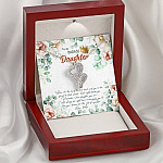To My Badass Daughter When It's Too Hard To Look Back Double Hearts Necklace - Daughter Gifts From Mom