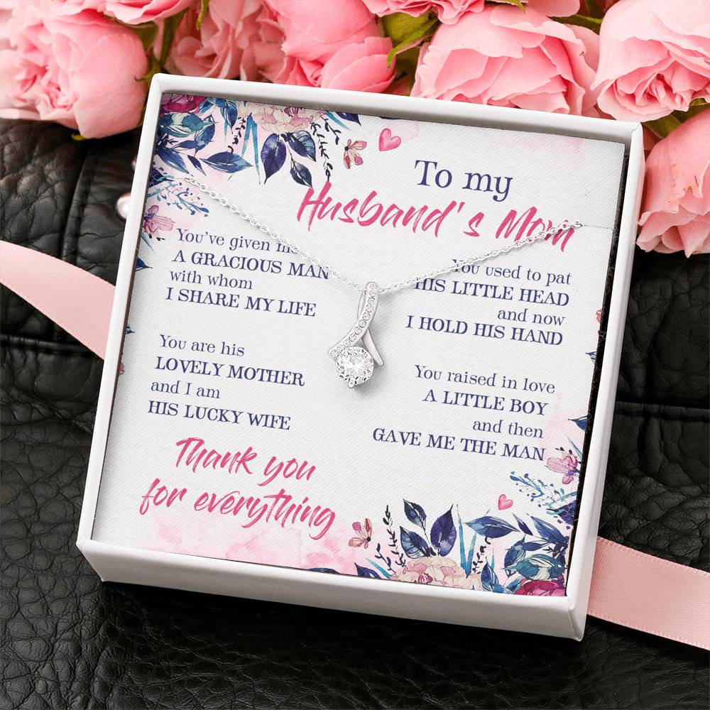 To My Husband's Mom Thank You For Everything Alluring Beauty Pendant Necklace- Jewelry Gift For Mother In Law To My Husband's Mom Thank You For Everything Alluring Beauty Pendant Necklace- Jewelry Gift For Mother In Law