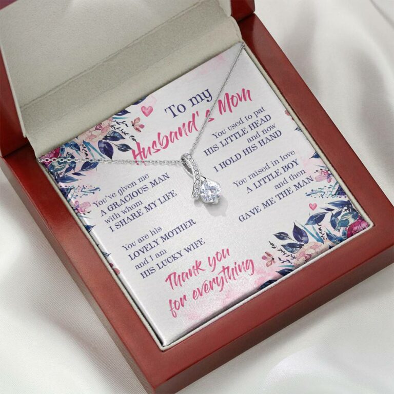 To My Husband's Mom Thank You For Everything Alluring Beauty Pendant Necklace- Jewelry Gift For Mother In Law