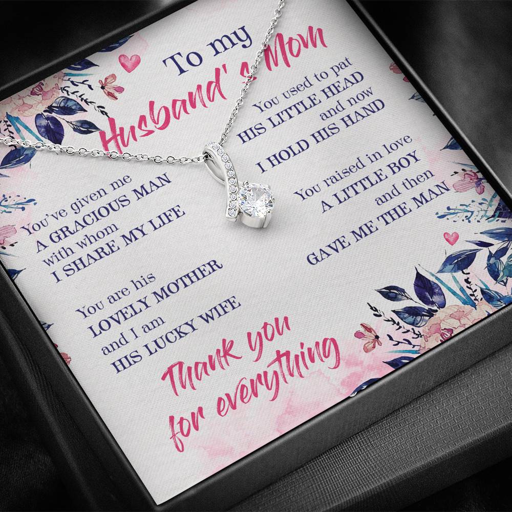 To My Husband's Mom Thank You For Everything Alluring Beauty Pendant Necklace- Jewelry Gift For Mother In Law To My Husband's Mom Thank You For Everything Alluring Beauty Pendant Necklace- Jewelry Gift For Mother In Law
