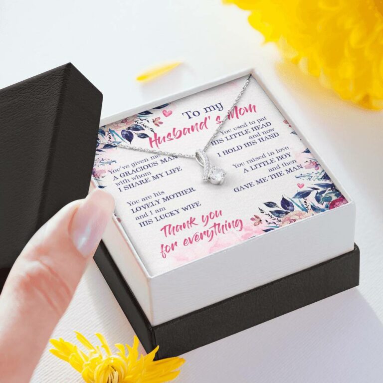 To My Husband's Mom Thank You For Everything Alluring Beauty Pendant Necklace- Jewelry Gift For Mother In Law