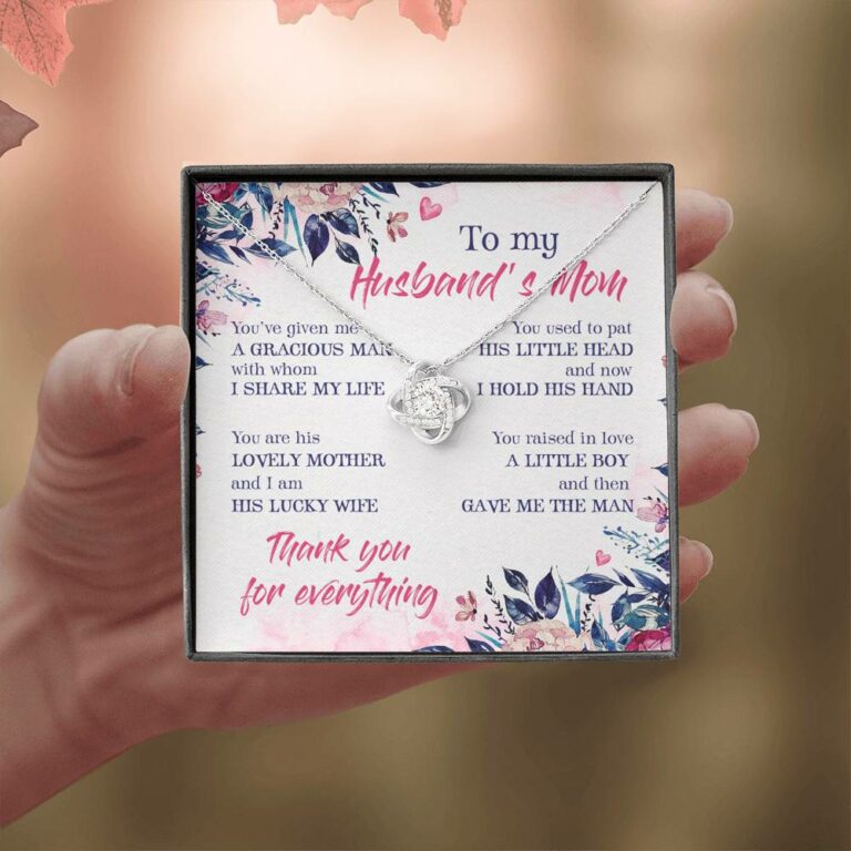 To My Husband's Mom Thank You For Everything Love Knot Necklace - Jewelry Gift For Mother In Law