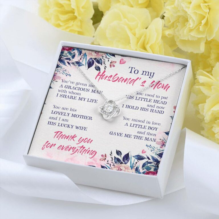 To My Husband's Mom Thank You For Everything Love Knot Necklace - Jewelry Gift For Mother In Law
