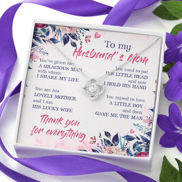 To My Husband's Mom Thank You For Everything Love Knot Necklace - Jewelry Gift For Mother In Law