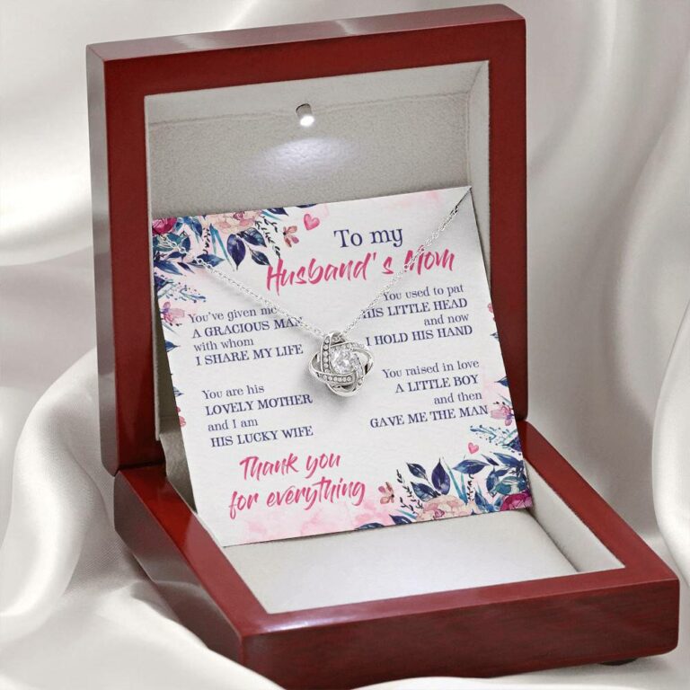 To My Husband's Mom Thank You For Everything Love Knot Necklace - Jewelry Gift For Mother In Law