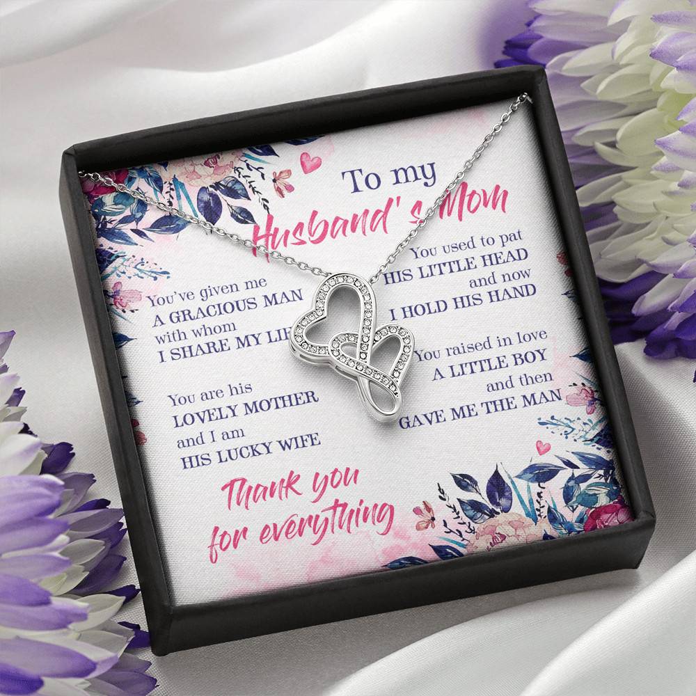 To My Husband's Mom Thank You For Everything Double Hearts Necklace - Jewelry Gift For Mother In Law To My Husband's Mom Thank You For Everything Double Hearts Necklace - Jewelry Gift For Mother In Law