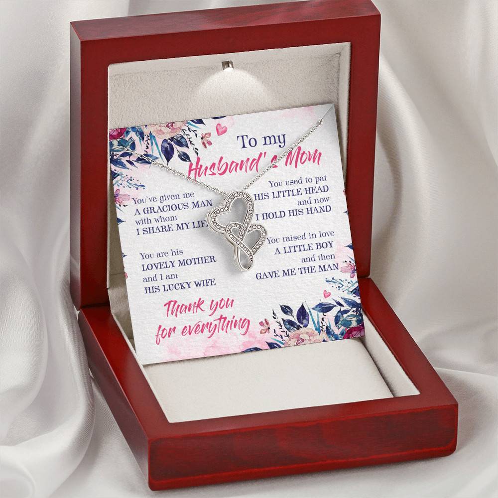 To My Husband's Mom Thank You For Everything Double Hearts Necklace - Jewelry Gift For Mother In Law To My Husband's Mom Thank You For Everything Double Hearts Necklace - Jewelry Gift For Mother In Law
