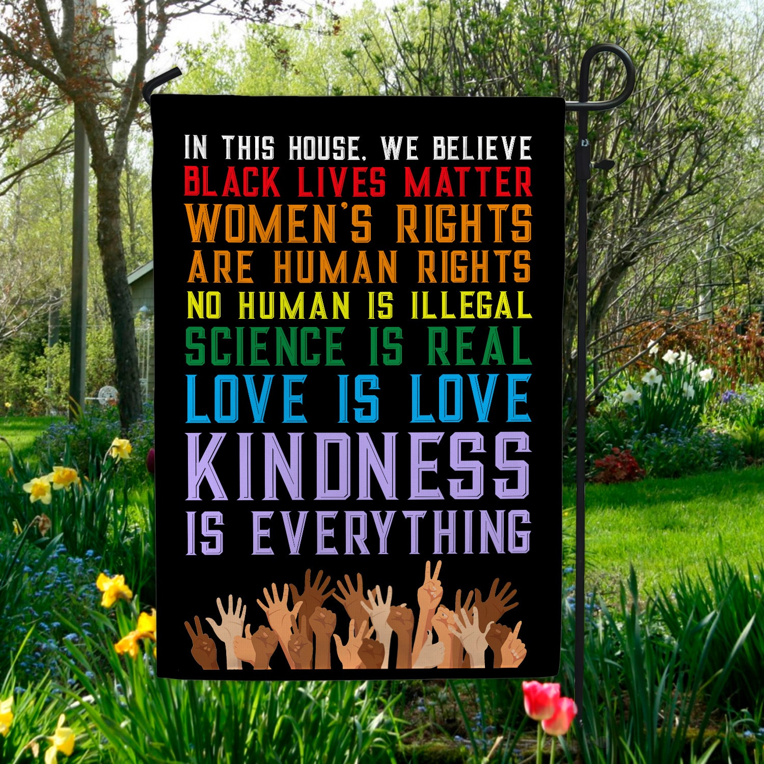 5O. In This House We Believe (3) Garden Flag Mockup 5