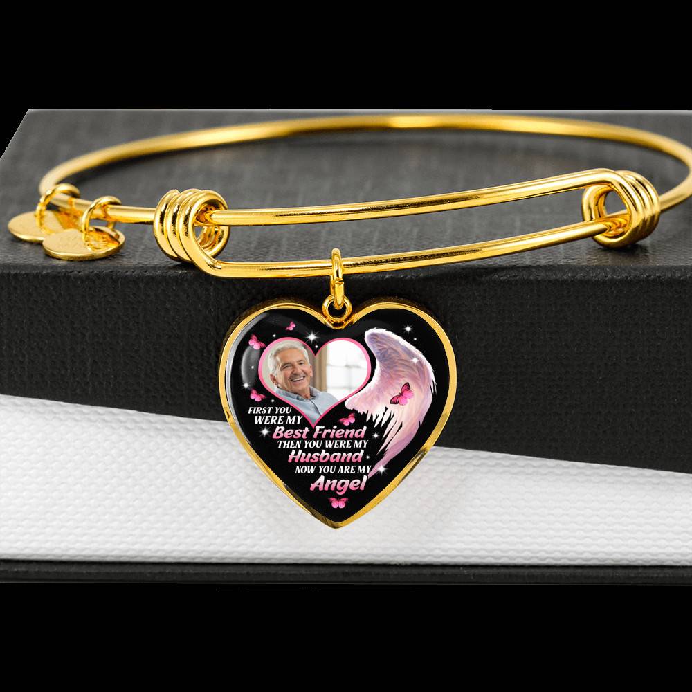 Personalized Photo First You Were My Best Friend Now You Are My Angel Heart Pendant Necklace - Memorial Customized Necklace