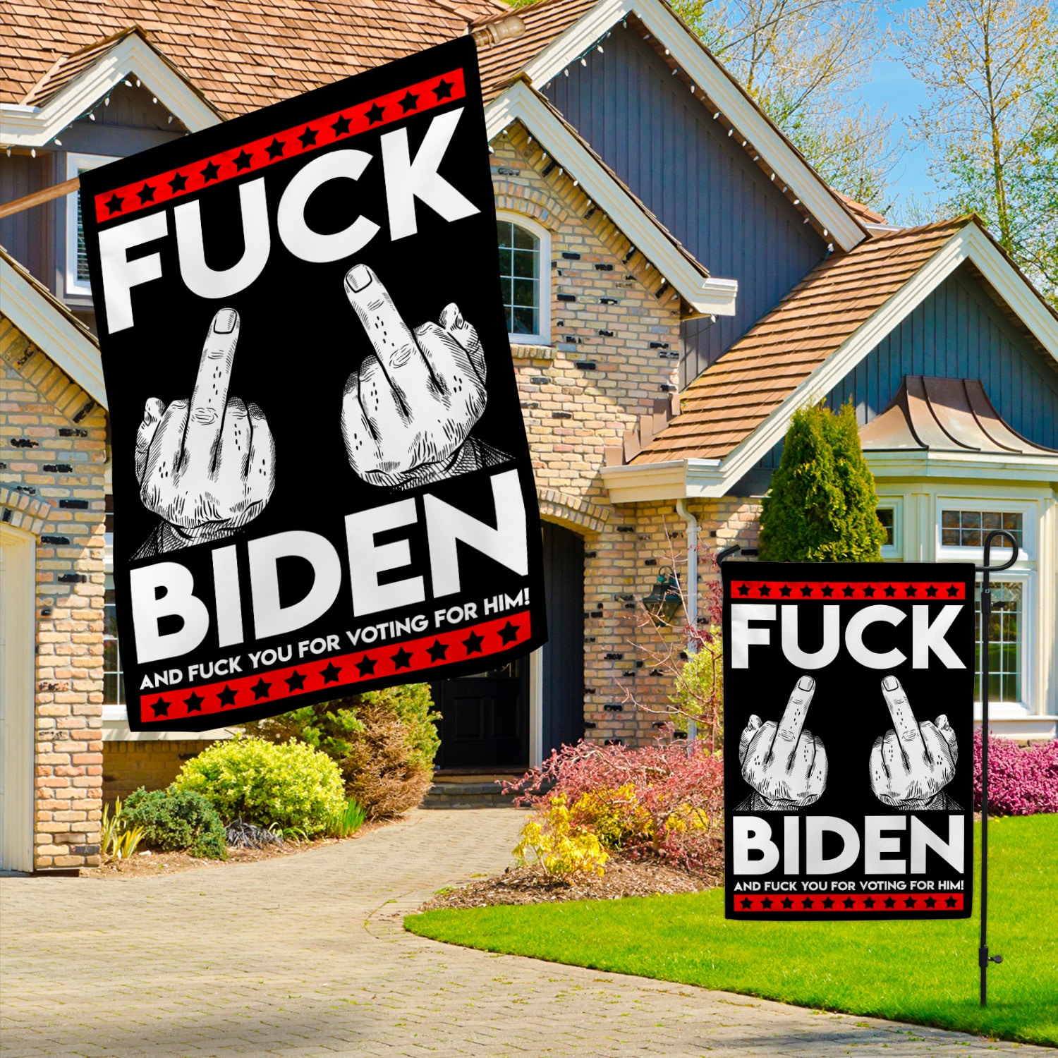 1LV. Fuck Biden Flag Garden & House Mockup 3