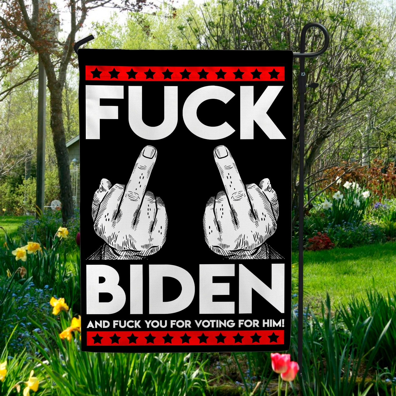 1LV. Fuck Biden Flag Garden Flag Mockup 5