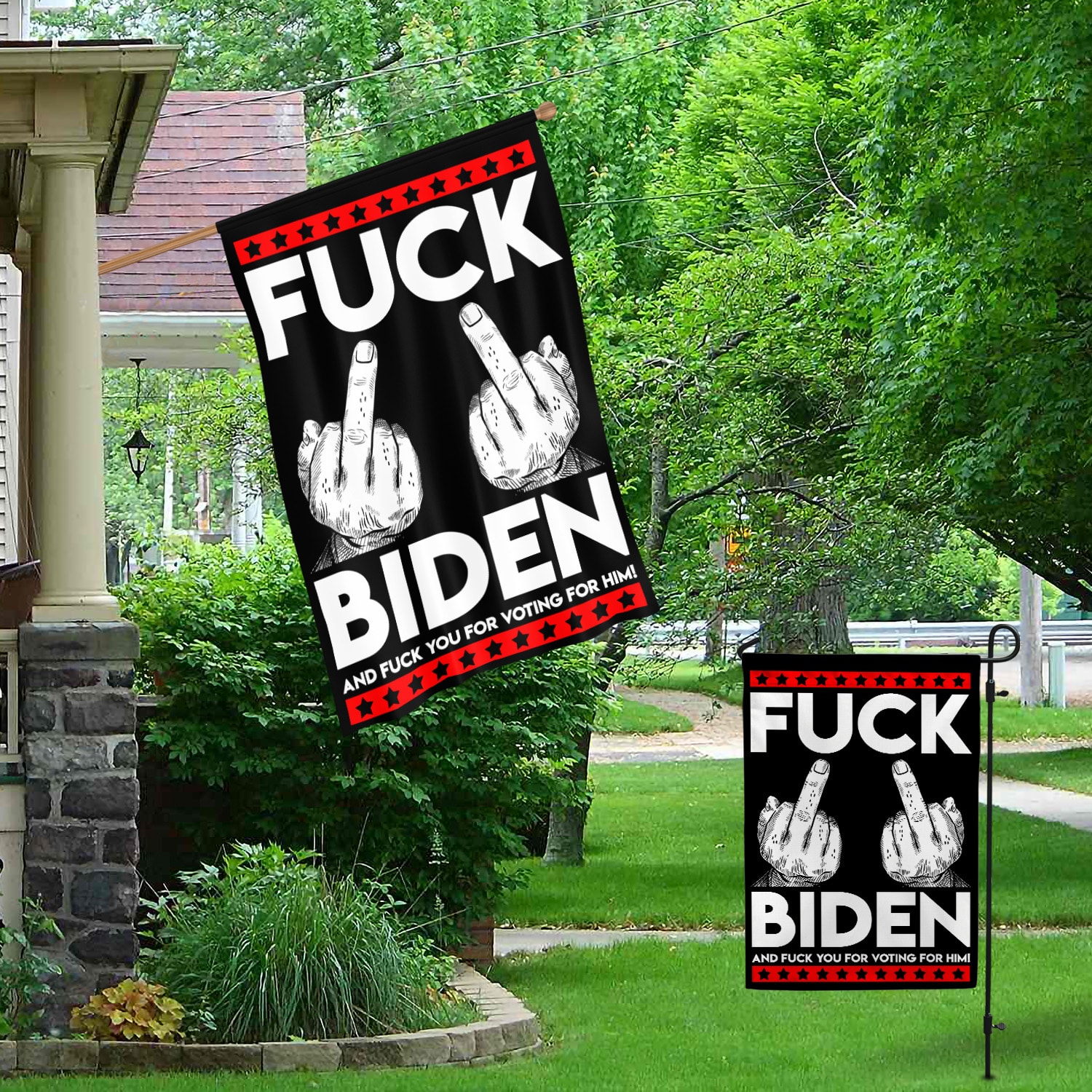 1LV. Fuck Biden Flag Garden & House Mockup 1