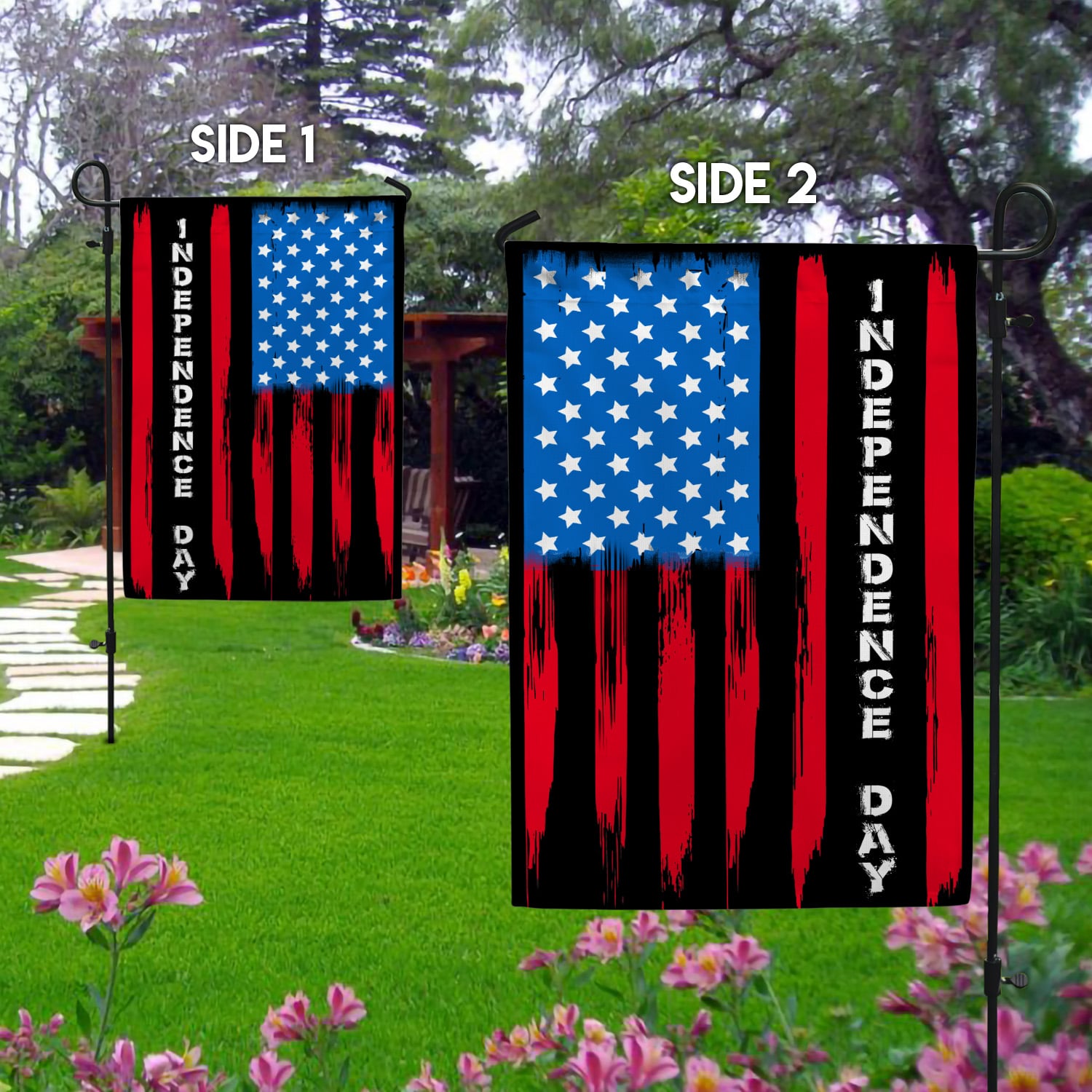 3UT. Independence Day Garden Flag Mockup 2 Side-1