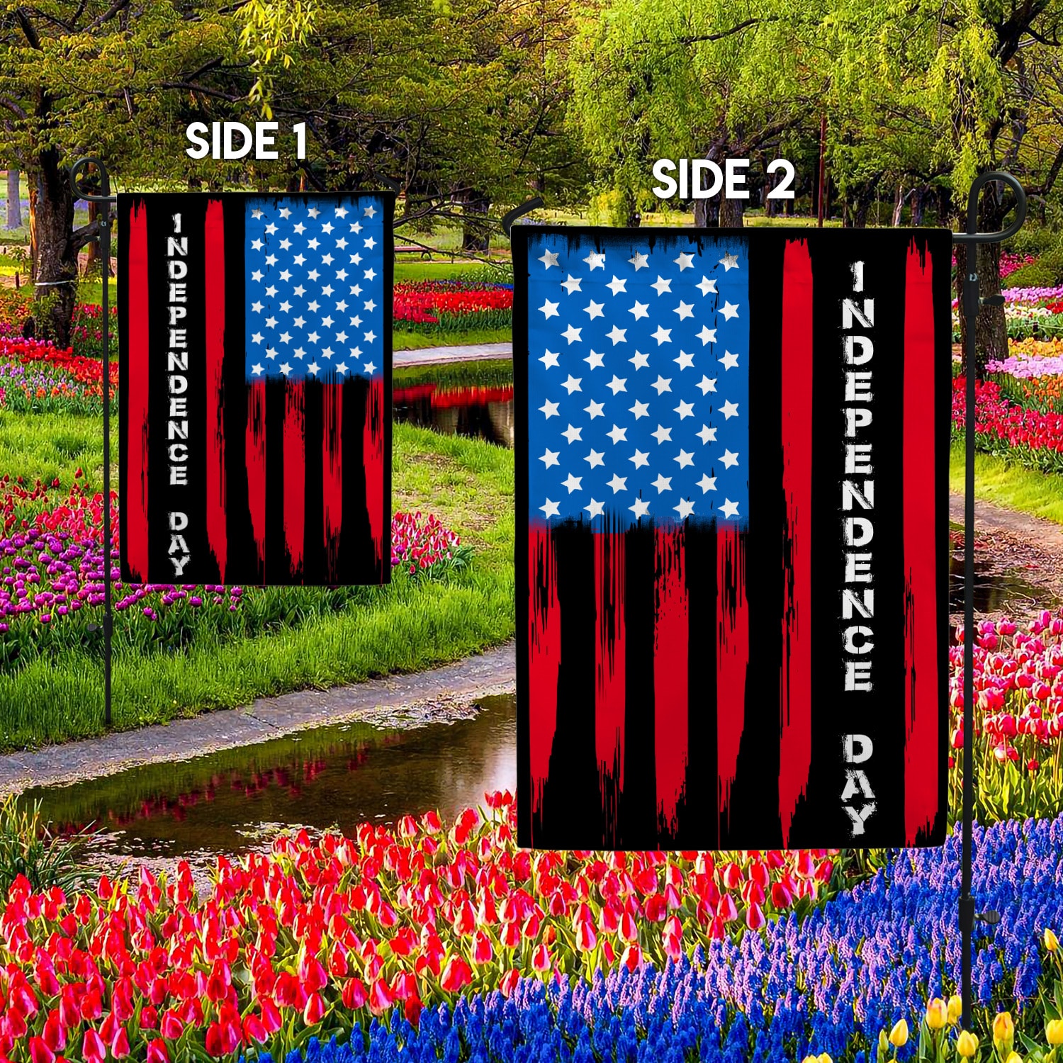 3UT. Independence Day Garden Flag Mockup 2 Side-2