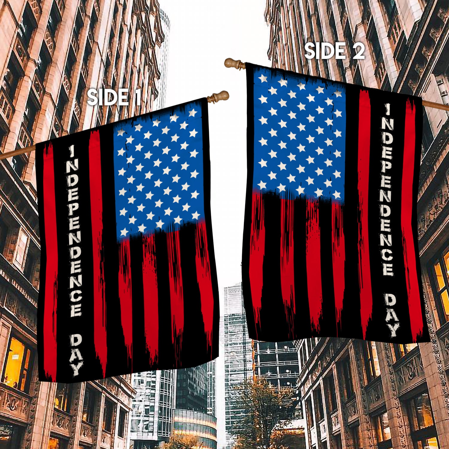 3UT. Independence Day House Flag Mockup 2 Side-1