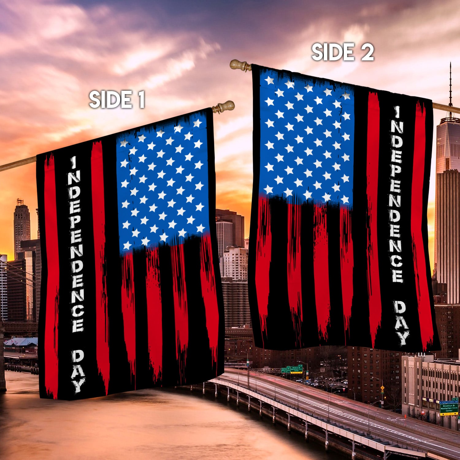 3UT. Independence Day House Flag Mockup 2 Side-2