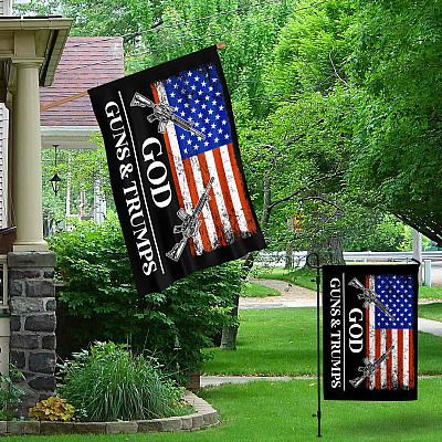 Alternative view of God Guns Trump Outdoor Garden Flag - House Flag - American Patriot Flag - Support Trump Gift