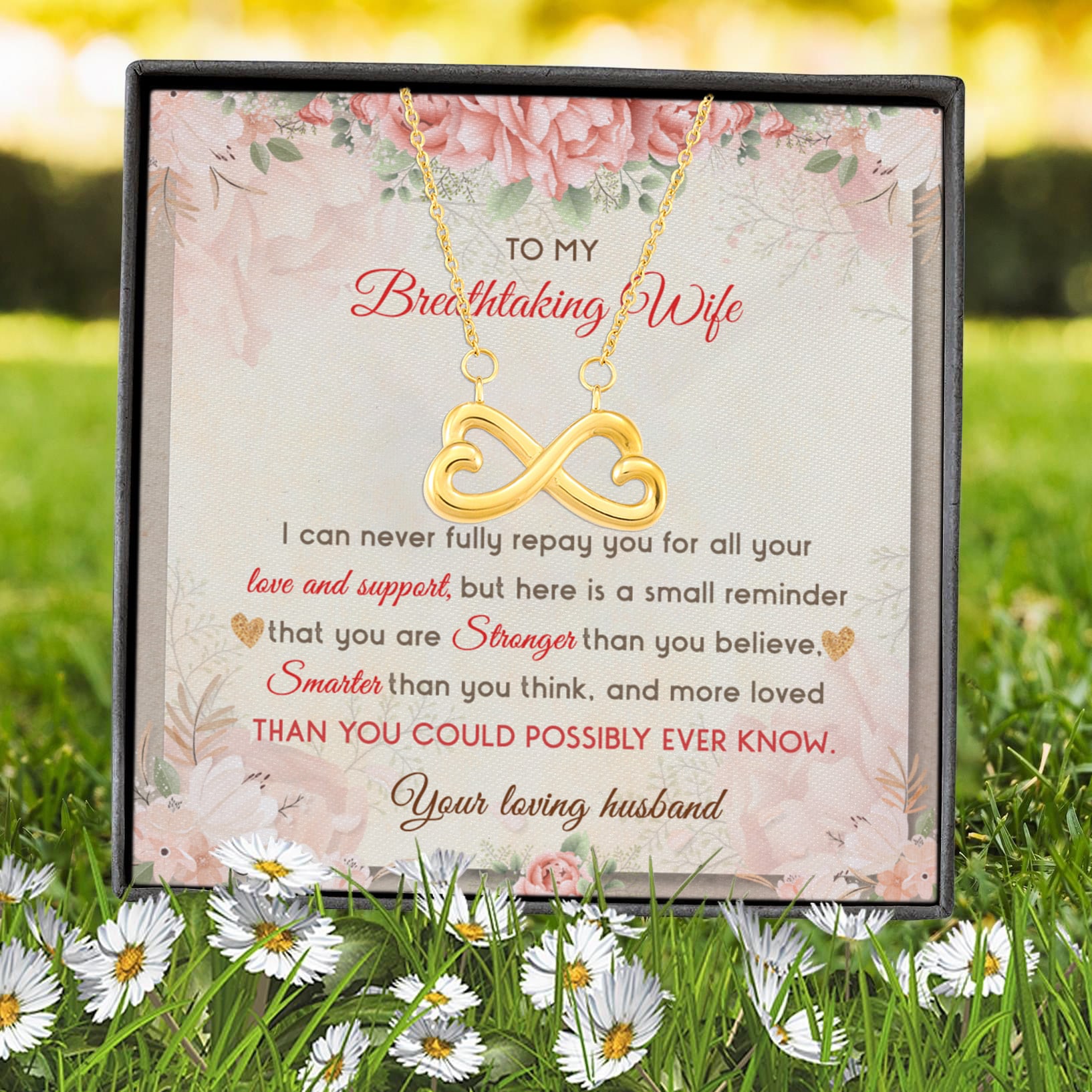 8VT. To My Breathtaking Wife Infinity Heart Necklace (Gold) 7