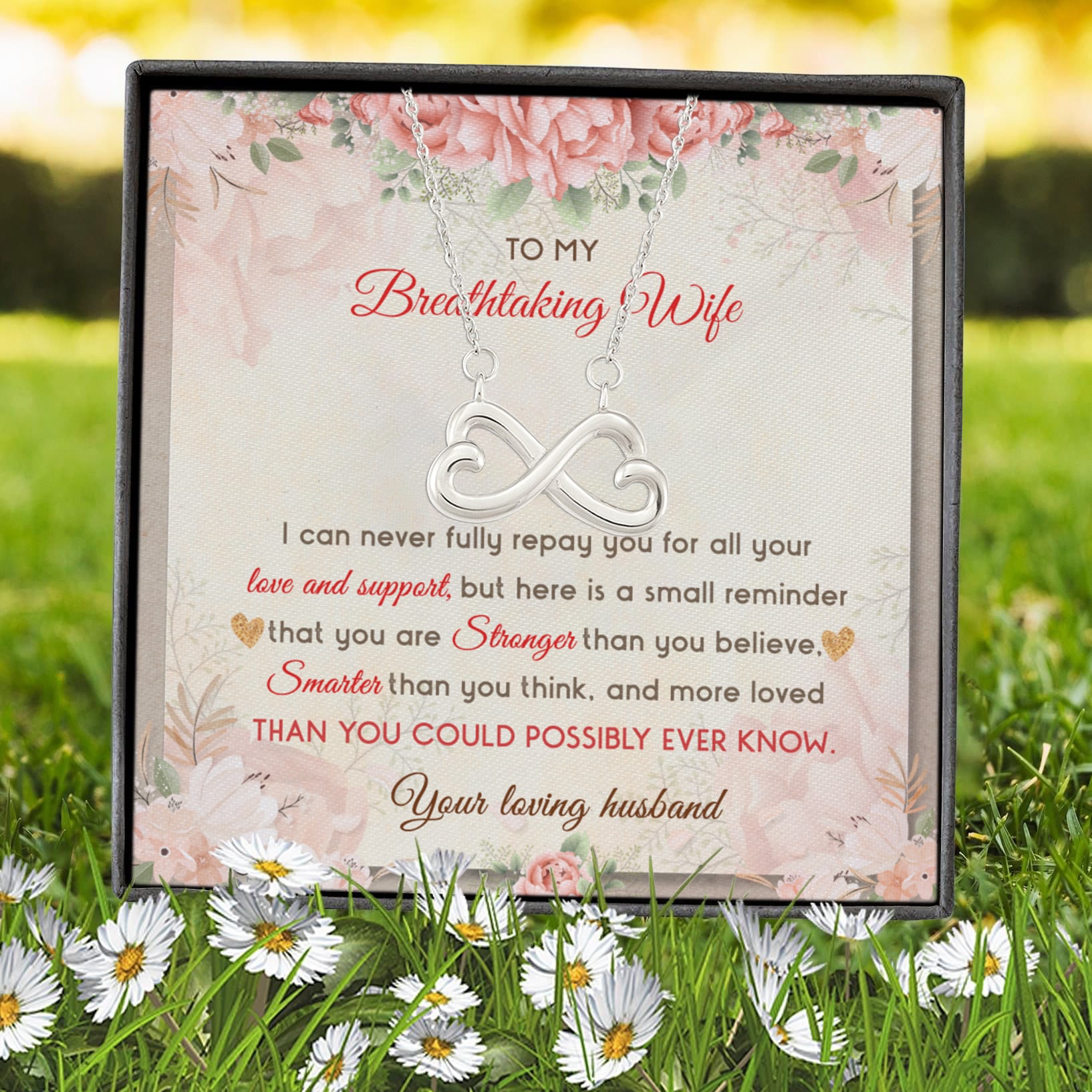 8VT. To My Breathtaking Wife Infinity Heart Necklace (Silver) 7