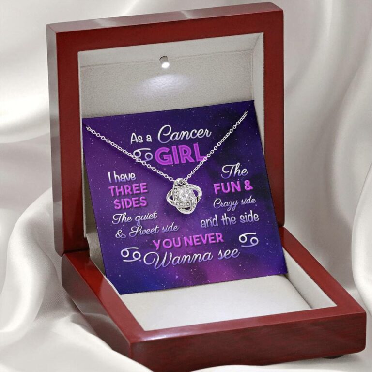 As a Cancer Girl I Have Three Sides the Quite and The Sweet Side Love Knot Pendant Necklace
