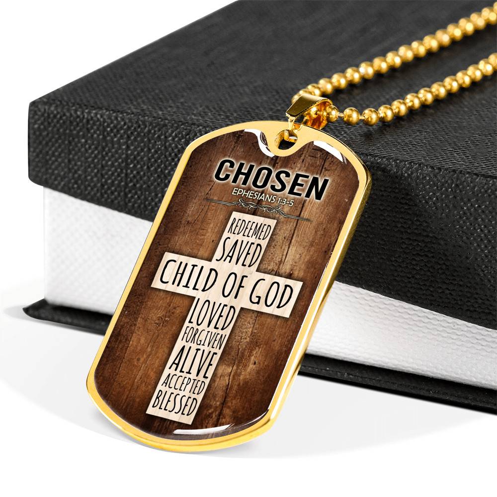 Chosen Ephesians 1:3-5 Dog Tag Pendant Necklace Chosen Ephesians 1:3-5 Dog Tag Pendant Necklace