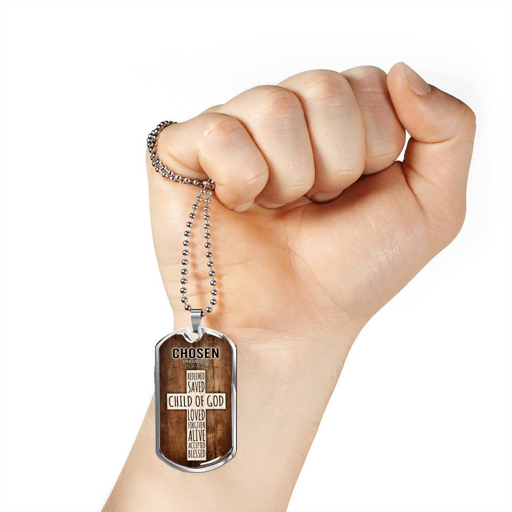 Chosen Ephesians 1:3-5 Dog Tag Pendant Necklace Chosen Ephesians 1:3-5 Dog Tag Pendant Necklace