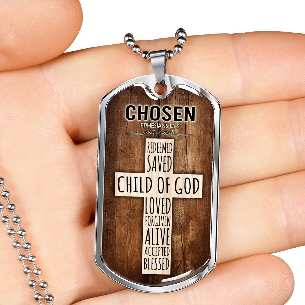 Chosen Ephesians 1:3-5 Dog Tag Pendant Necklace Chosen Ephesians 1:3-5 Dog Tag Pendant Necklace