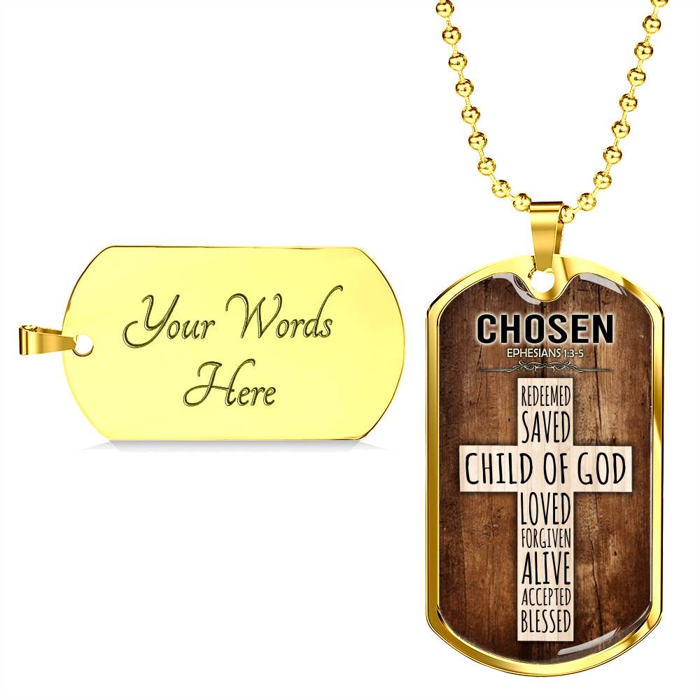 Chosen Ephesians 1:3-5 Dog Tag Pendant Necklace Chosen Ephesians 1:3-5 Dog Tag Pendant Necklace