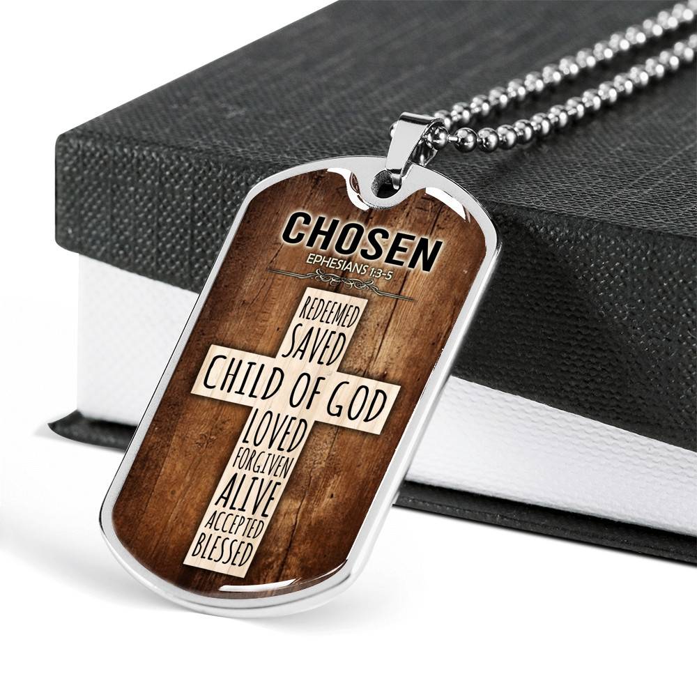 Chosen Ephesians 1:3-5 Dog Tag Pendant Necklace Chosen Ephesians 1:3-5 Dog Tag Pendant Necklace