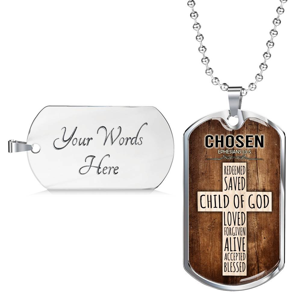 Chosen Ephesians 1:3-5 Dog Tag Pendant Necklace Chosen Ephesians 1:3-5 Dog Tag Pendant Necklace
