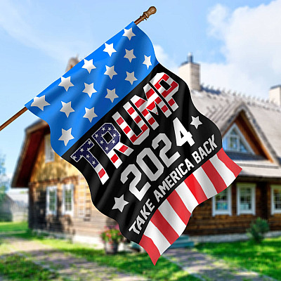 Trump 2024 Take America Back Patriotic Trump Flag 2024 Indoor Outdoor Decorative Garden Flag - House Flag