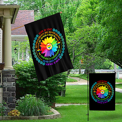 Alternative view of Love Is Love Women’s Rights are Human Rights No Human is Illegal Outdoor Decorative Garden Flag - House Flag