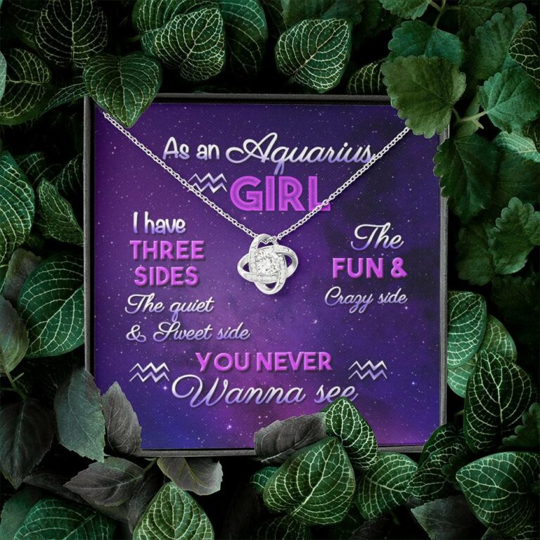As an Aquarius Girl I Have Three Sides the Quite and The Sweet Side Love Knot Pendant Necklace