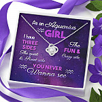 As an Aquarius Girl I Have Three Sides the Quite and The Sweet Side Love Knot Pendant Necklace