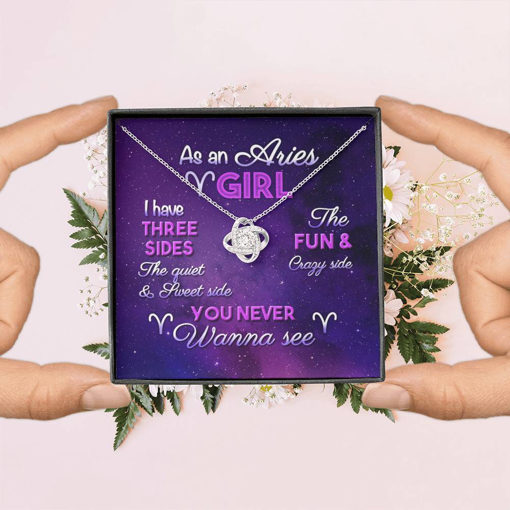 As an Aries Girl I Have Three Sides the Quite and The Sweet Side Love Knot Pendant Necklace As an Aries Girl I Have Three Sides the Quite and The Sweet Side Love Knot Pendant Necklace