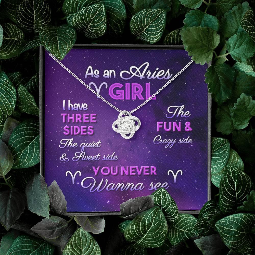 As an Aries Girl I Have Three Sides the Quite and The Sweet Side Love Knot Pendant Necklace As an Aries Girl I Have Three Sides the Quite and The Sweet Side Love Knot Pendant Necklace